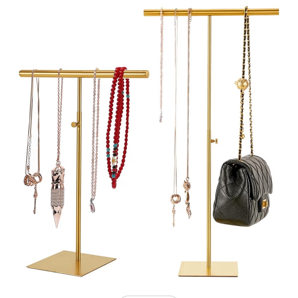 Set of Gold Bag/Jewelry Stand